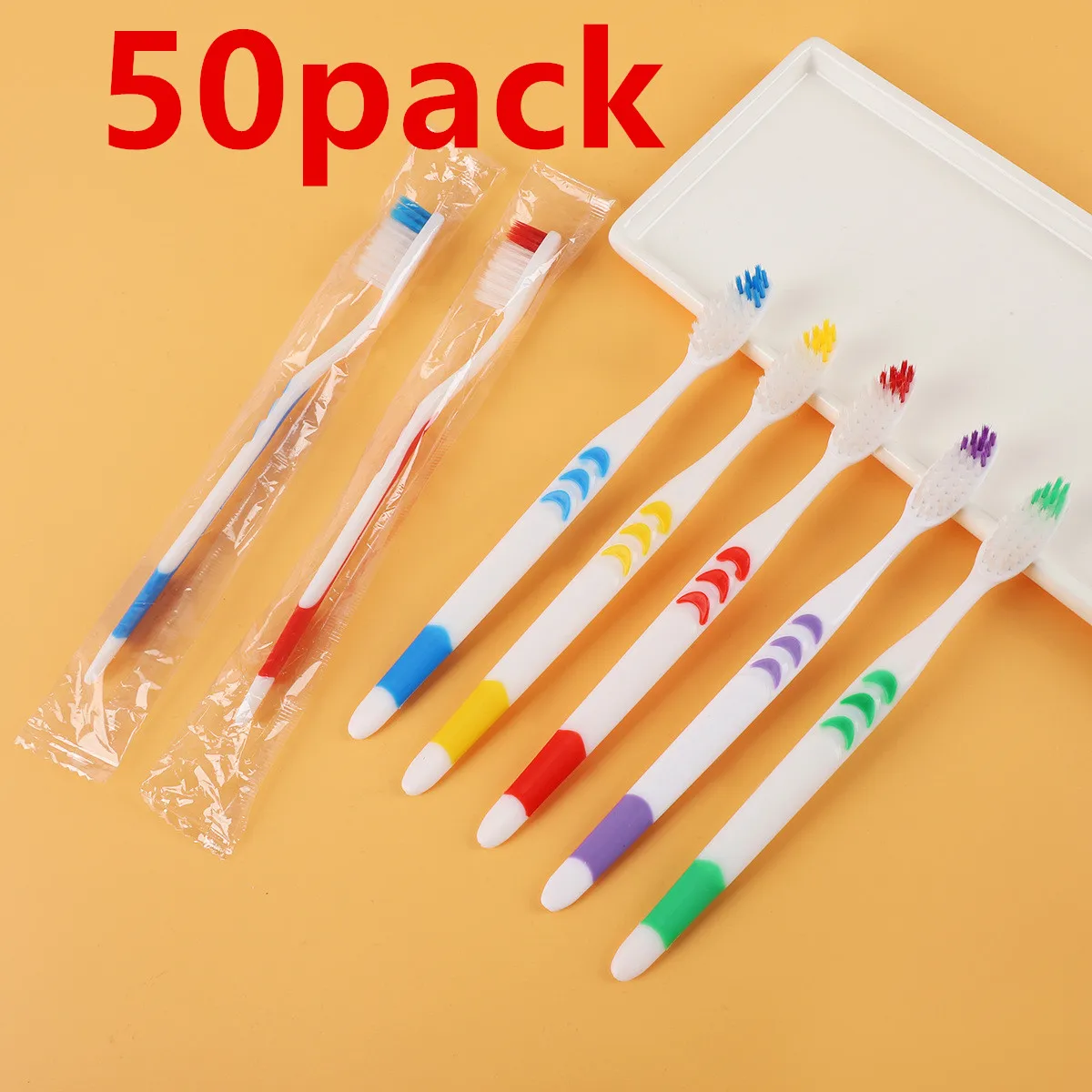 

50 Pack Individually Wrapped Bulk Toothbrush Disposable Soft Bristle Toothbrushes for Adults, Kids, Travel, Hotel, Donation
