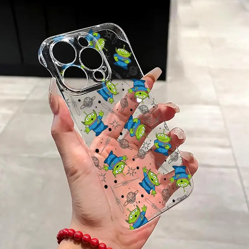 Disney Toy Story Cute Alien phone case for Apple iphone 16 15 pro max cases 11 16plus 12 14 13 borderless cooling clear fundas