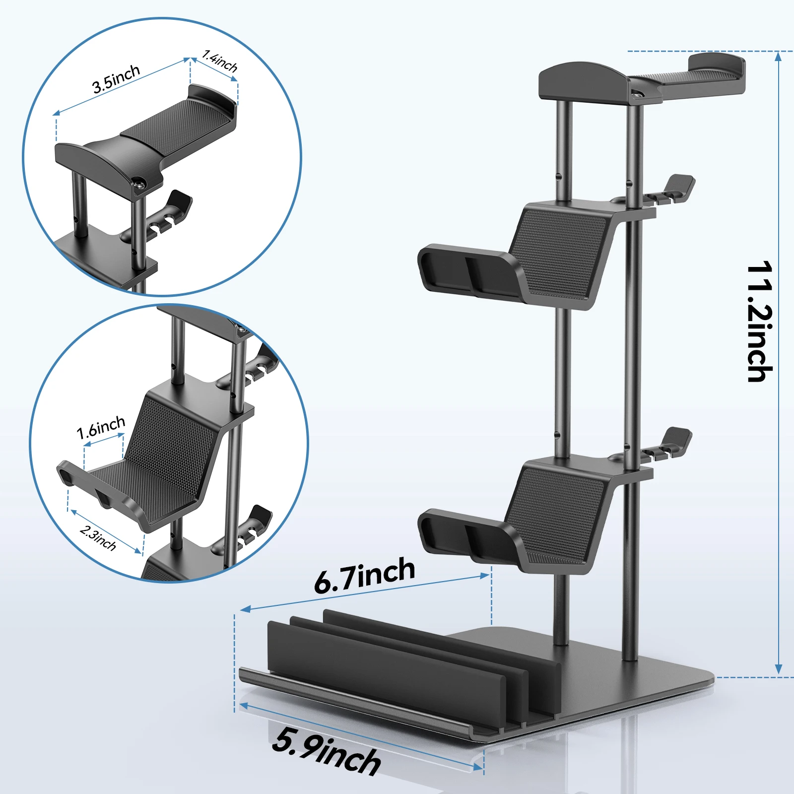 Imagem -04 - Alumínio Headphone Stand com Suporte Bar Headconjunto Holder Suporte do Fone de Ouvido Controlador Headset Holder Universal Interruptor de Armazenamento