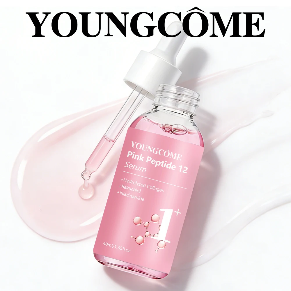 YOUNGCOME Pink Peptide Serum with Hydrolyzed Collagen & Bakuchiol -Conditions Boost radiance Serum for All Skin Types 40/60ml