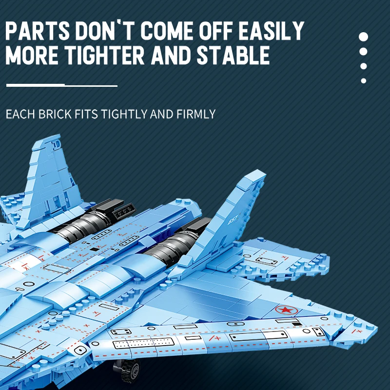 1365PCS SU-57 Stealth Fighter Building Blocks Air Force Aircraft Model Bricks Toys Desktop Display Boys Kids Holiday Gifts