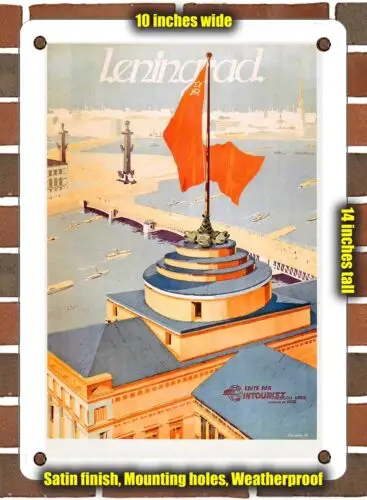 METAL SIGN - 1933 Leningrad Published by Intourist Moscow, USSR - 10x14 Inches