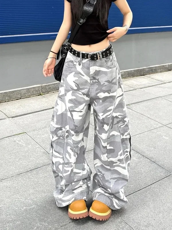 

Y2K American High Street Spell Color Женские джинсы Свободные повседневные модные уличные женские джинсы Базовые серые белые широкие брюки женские