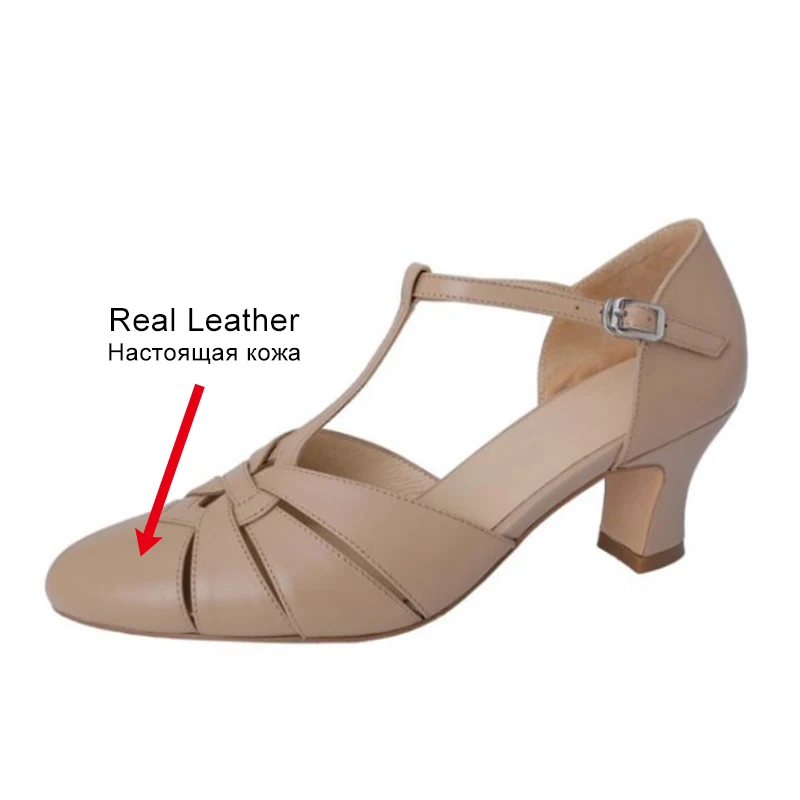 RizaBina Sandals Women Real Leather T Strap Thick High Heels Dress Party Shoes Women For Summer Fashion Footwear Size 34-39