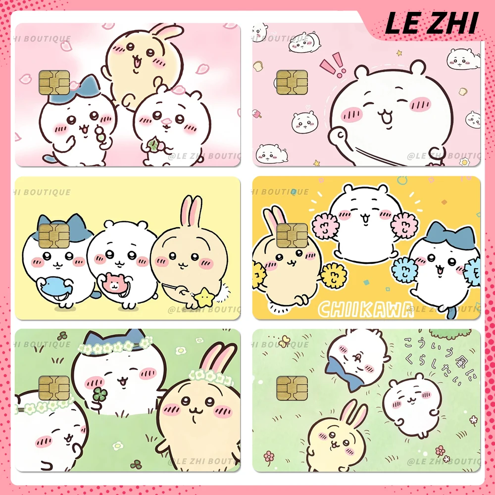 

Kawaii Japanese Anime Chiikawa Debit Credit Card Stickers Cartoon Waterproof Shining Rainbow Love Star Protective Film Sticker