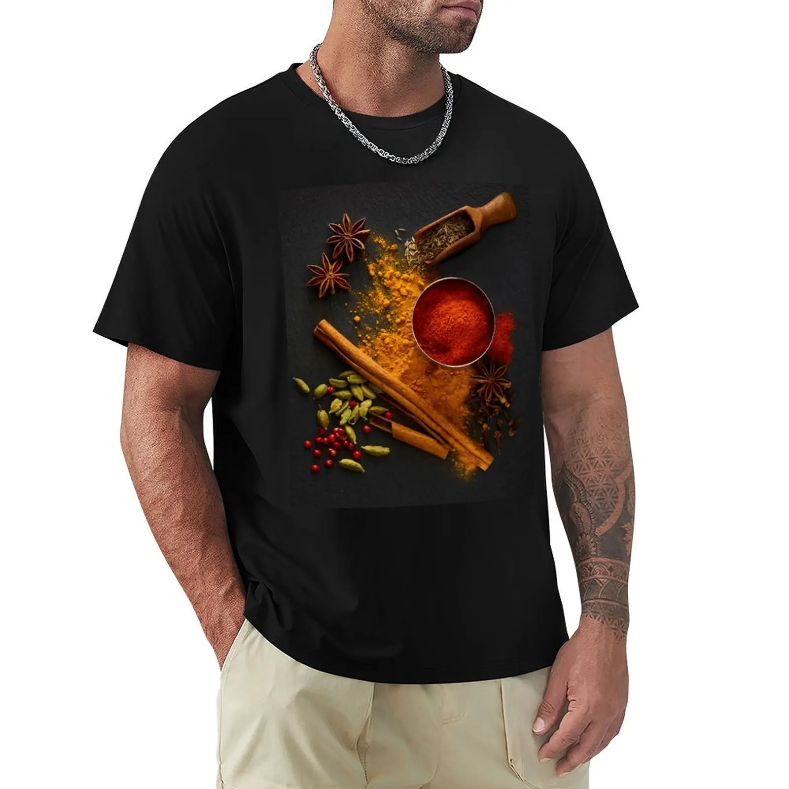 Dried spices on black slate (F020/5548) T-Shirt Sports Basic Short Sleeve T-Shirt