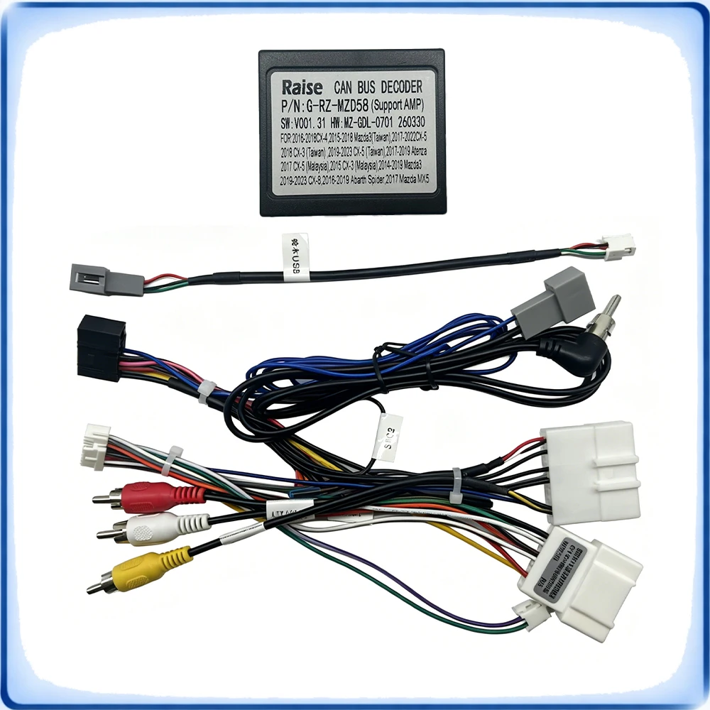 

Car Accessories Radio Wiring Harness with CANBUS Decoder Box for Mazda Axela CX-4 Atenza High Trim Models