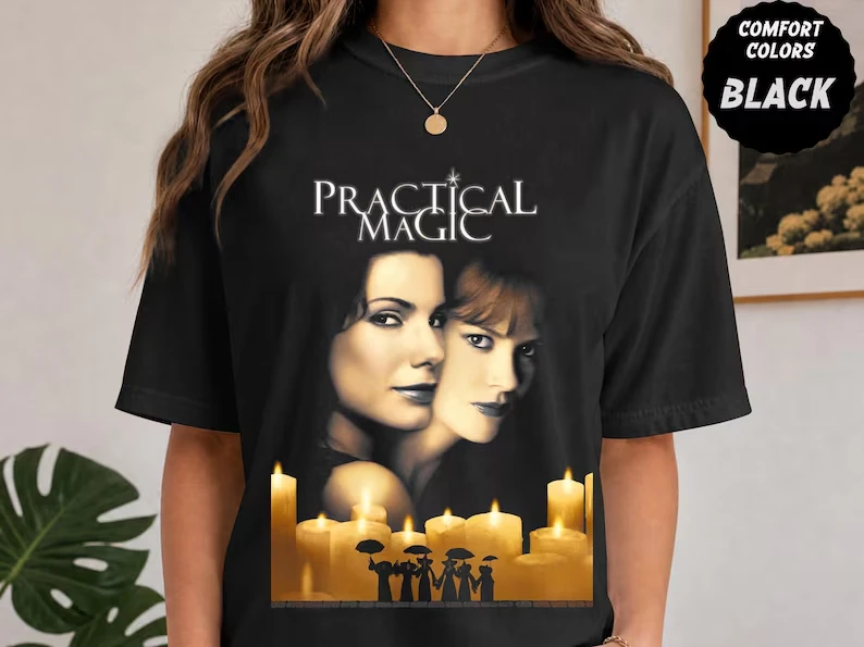 Practical Magic 90s Shirt, Vintage Witch Movie Tee, Cozy Witch Aesthetic, Retro Spellbound T‑Shirt, Halloween Witchcraft Top