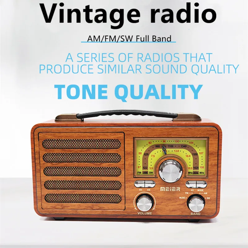 

M-1912BT Antique Wooden Wireless Speaker FM AM SW 3band Receiver Radio Home Rechargeable Portable Vintage Retro Radio Mp3 Player