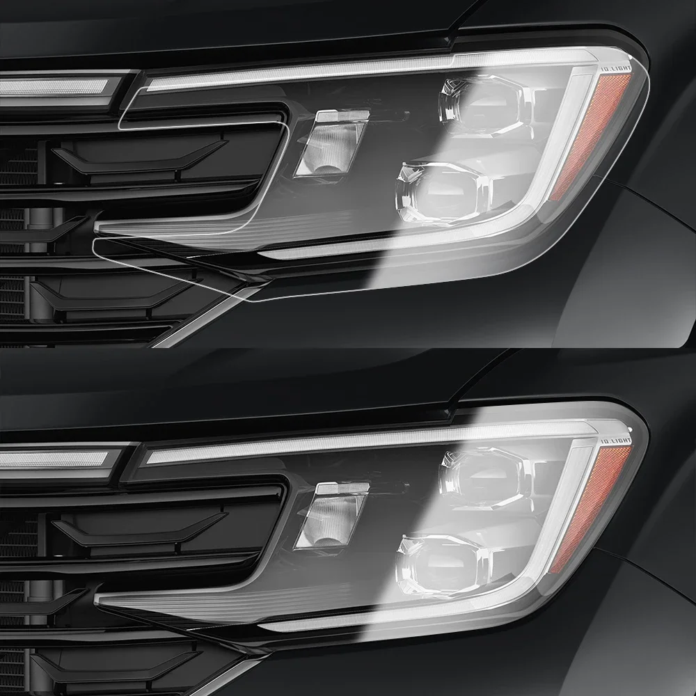 For Volkswagen Atlas 2022-2023 Headlight Protective Film Pre-Cut Smoke Black TPU PPF Vinyl Wrap Protective Kit