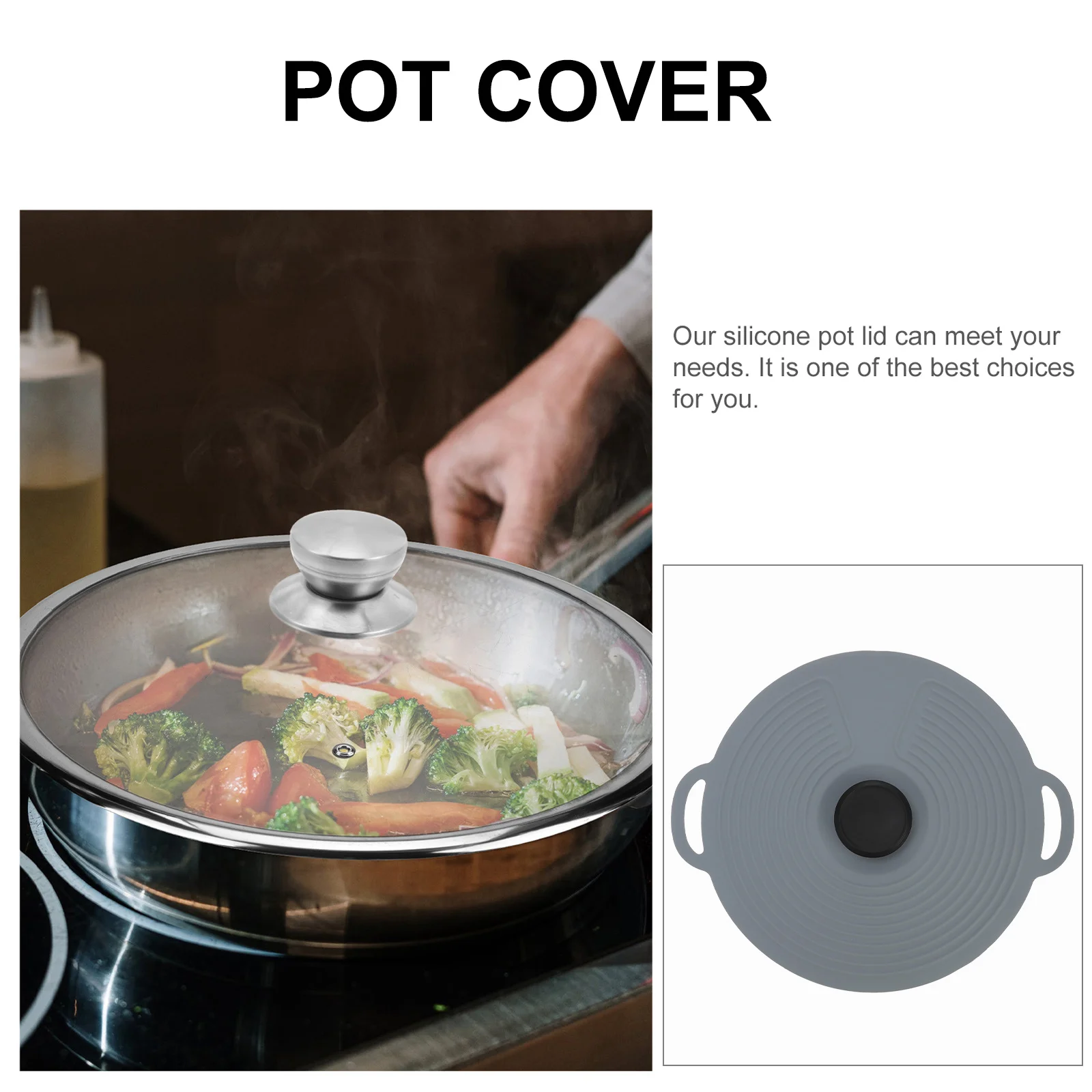 

1pc Silicone Pot Lid Universal Heat-Resistant Airtight Food Cover For Pans Dust-Proof Reusable Kitchen Storage Lid