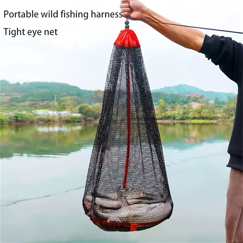 Fishing Mesh Bag Folding Fishing Fishing Gear Thickening Small Grid Nets Live Fish Nets Bag Bundle Mouth Net Bag Fishing Supply