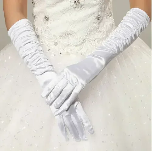 Guantes elásticos de ópera de satén con codo, guantes de baile para fiesta de noche, disfraz de mujer