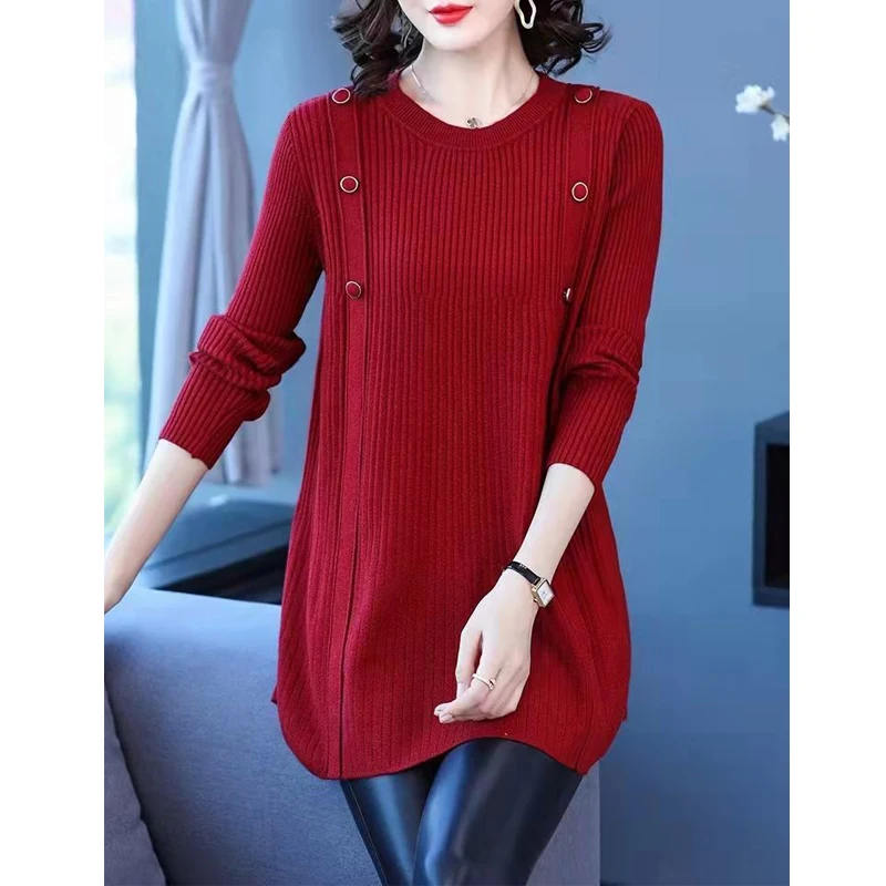 Autumn Winter Women Korean Fashion Elegant Plush Thick Warm Knitted Sweater Casual Long Sleeve Loose Tunic Pullover Tops Jumpers