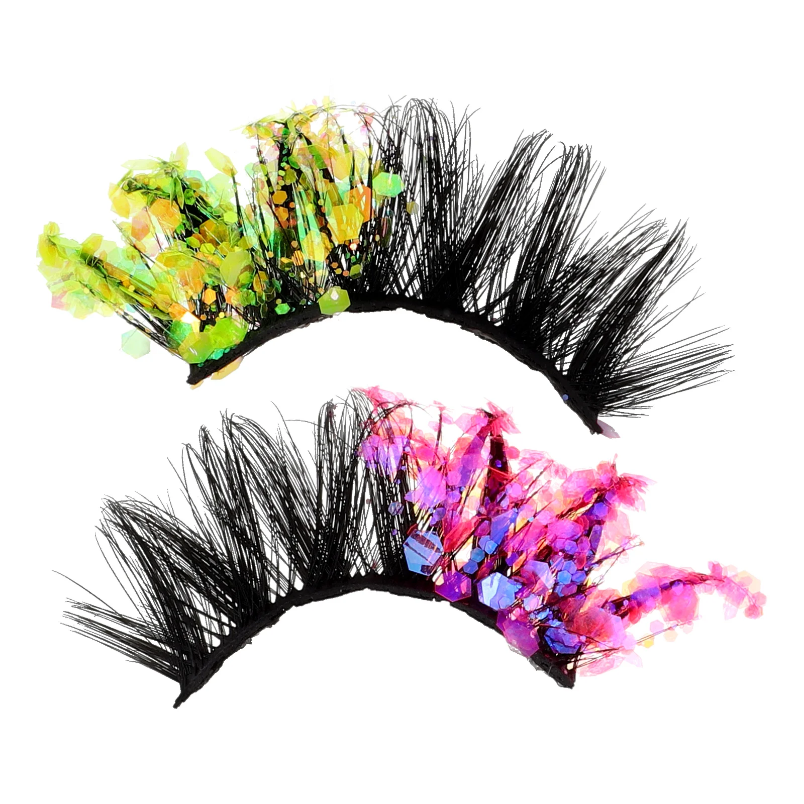 

1Pair Colorful Glitter False Eyelashes Fluorescent Sequin Fake Lashes Glow Changing Party Makeup Sparkling Lash Extensions
