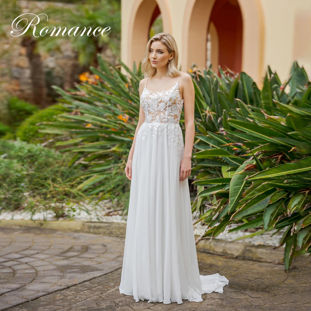 Clássico laço appliqued a linha vestido de casamento barco-pescoço cintas de espaguete sem costas plissado sem mangas vestidos de novia personalizado