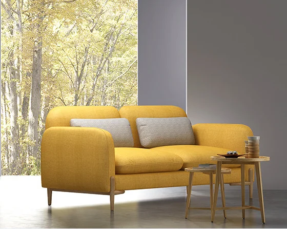 

Modern Yellow Fabric Loveseat Set Sectional Sofa Bed with Modular and Corner Features for Living Room Use Sofa
