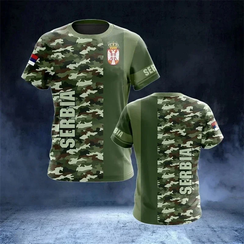 3D Serbia Flag Coat Of Arms Printed T Shirt Children Fashion T-shirts Sodier Army Veteran Tees Military Camouflage Clothes Tops