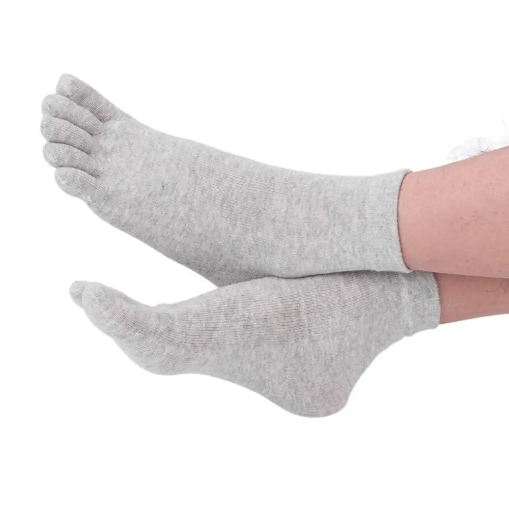 Chaussettes en coton à cinq doigts pour hommes, respirantes, courtes, chaussettes d'équipage de rinçage, sports, course, document solide, noir, blanc, gris