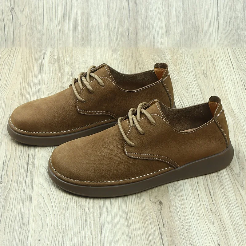 

Мужские повседневные лоферы из мягкой кожи, противоскользящие, износостойкие, винтажные, на плоской подошве из воловьей кожи Lazy oes