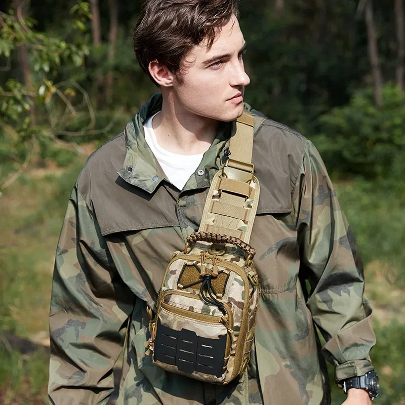 Outdoor anti-splashing casual men's multi-functional shoulder diagonal span breast bag