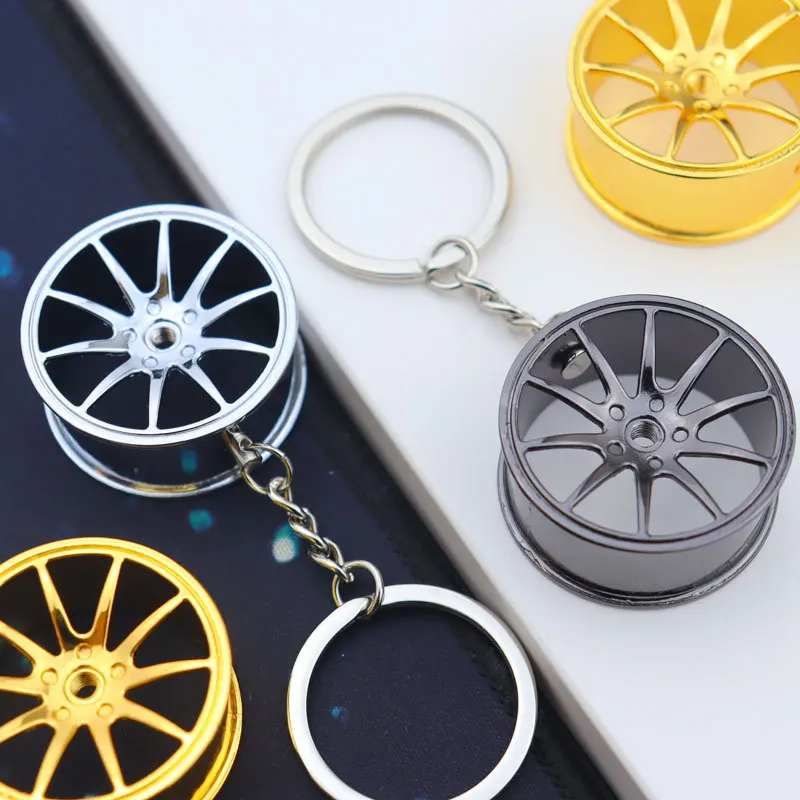 Mini Auto Manual Transmission Speed Gearbox Gear Turbo Boost Shock Absorbers Rim Brake Refitting Model Metal Key Chains Keyrings