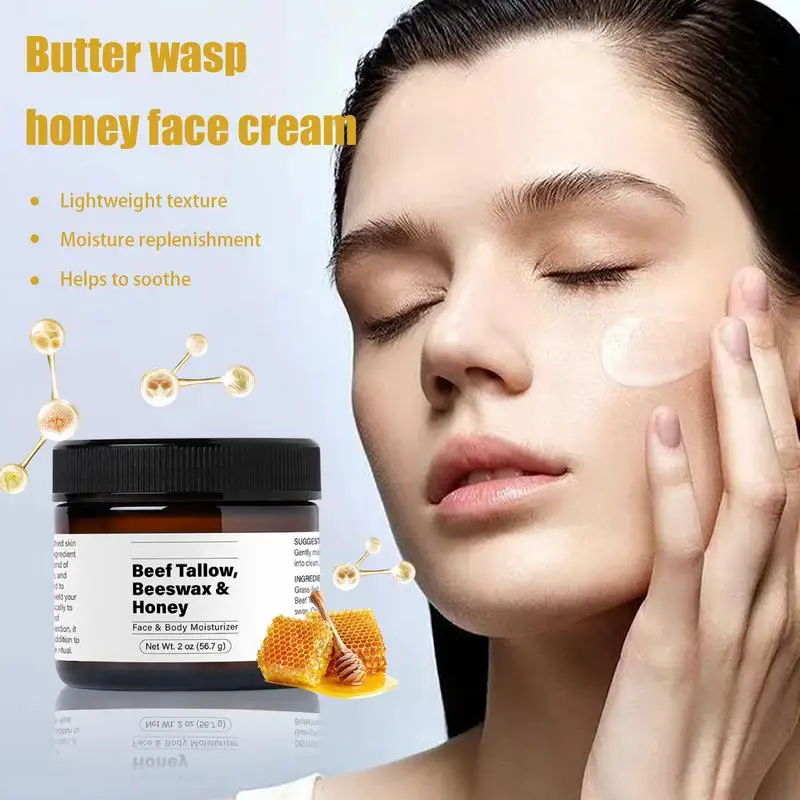 Beef Tallow Face Moisturizer Non-Greasy Daily Face Moisturizer 2 Oz Body Cream Dry Skin Lotion for Brighten Skin Tone