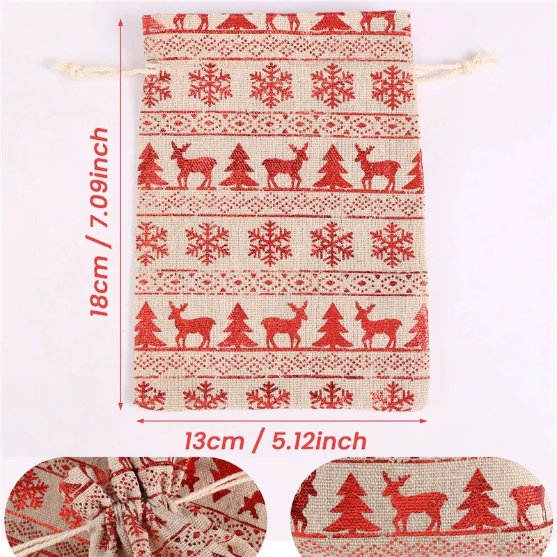 A59E-16Pcs عيد الميلاد الرباط حقائب للهدايا الخيش ، هدية الحقيبة أكياس جودي ل مغلفة الحلوى هدية عيد الميلاد حفلة لصالح الإمدادات