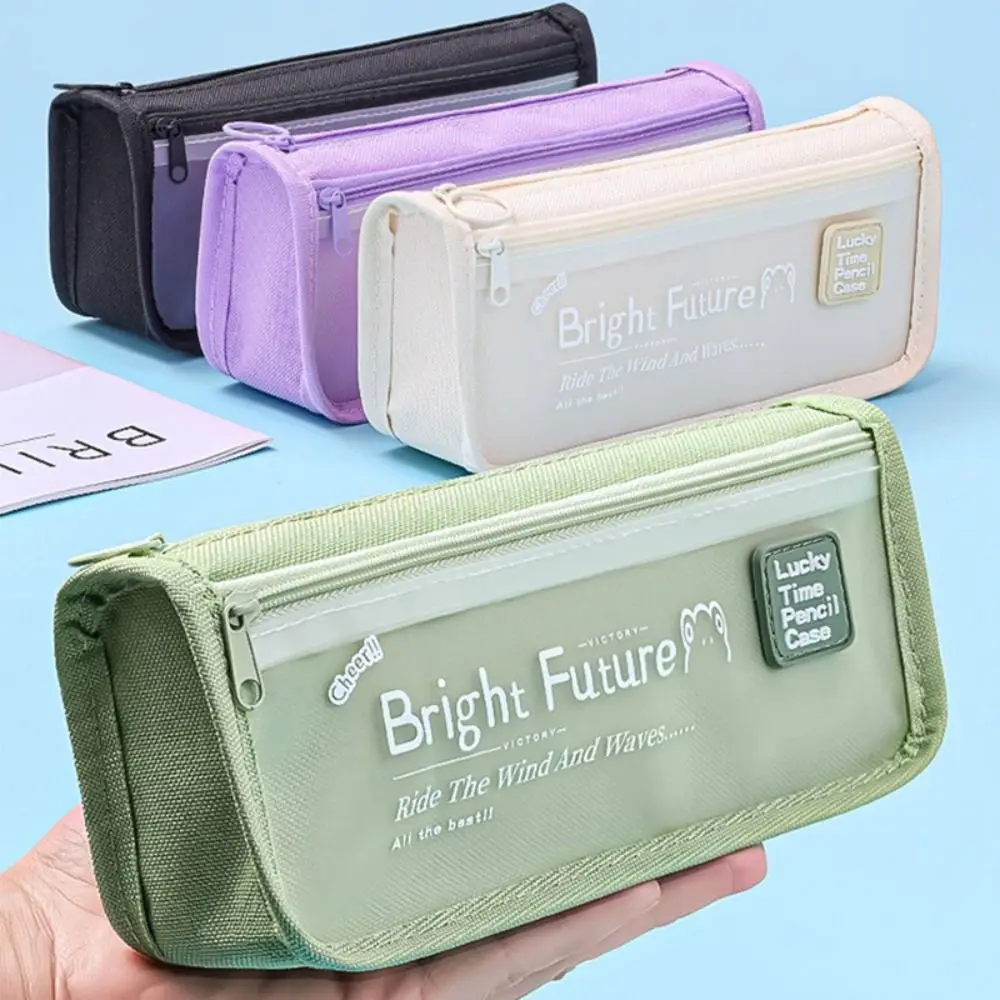 Simple Transparent Pen Bag Large Capacity Dirt-proof Stationery Bag Portable Back To School Gift Pen Box Student