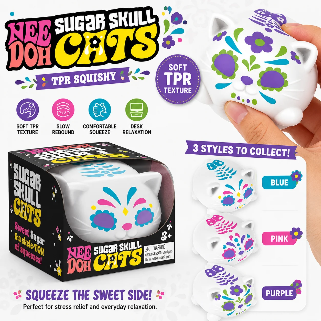 NeeDoh Skeleton Cat Stress Relief Kneading Music aide les adultes à soulager le stress, à combattre l'anxiété et à améliorer la concentration.