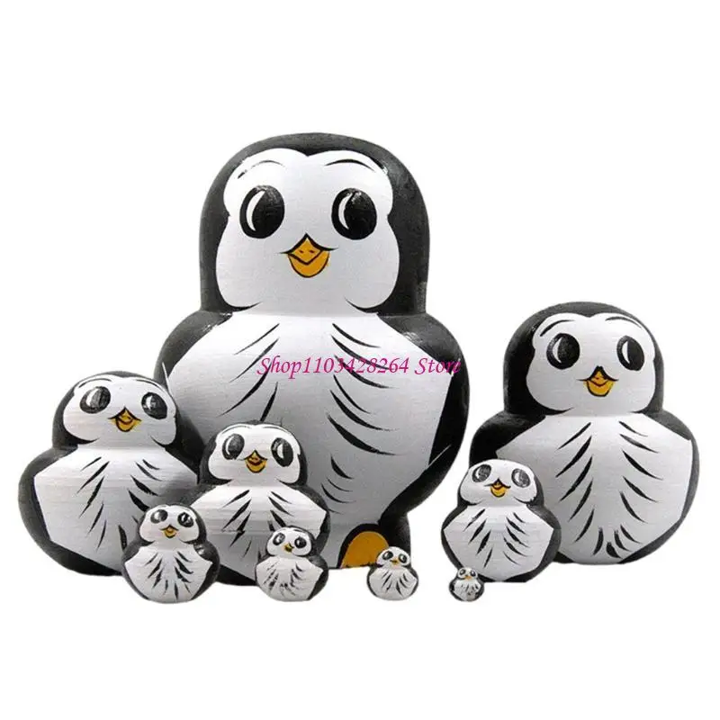Ensemble poupées nidites russes Matryoshka 10 décores figurines en bois artisanal