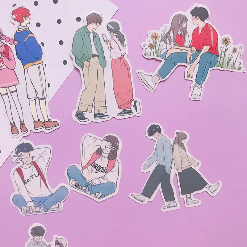 22PCS Lovely couple life  Stickers Crafts And Scrapbooking stickers book Student label Decorative sticker kids toys