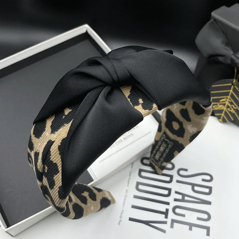 

Новая ретро-модная женская заколка-ободок для волос с леопардовым принтом, высокая, с широким ободом, для укладки и фиксации волос