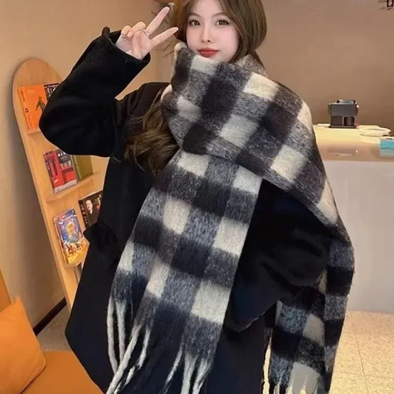 1-3PCS Women Houndstooth Scarf Thick Warm Winter Wrap Premium Quality for Coat Casual Outdoor Cold Weather