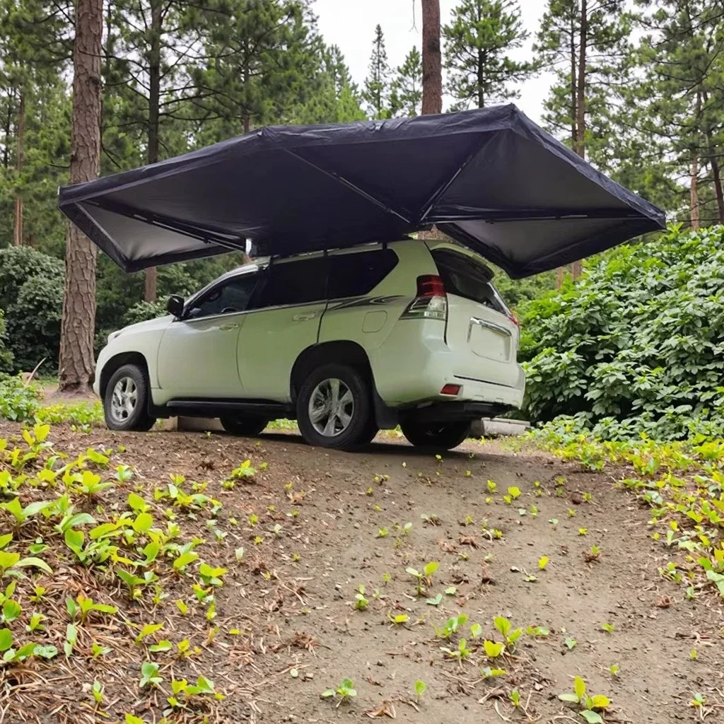 LLOYDBERG 360 LED Light Car Awning Tent Waterproof Windproof & UV-Resistant Retractable Aluminum Pole Access Plus Car Cover