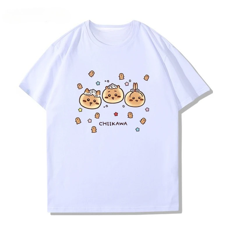 Japanese Cartoon Chiikawa Usagi Hachiware Graphic Tee Unisex Cute Short Sleeve Anime Casual Streetwear Fashion Tops