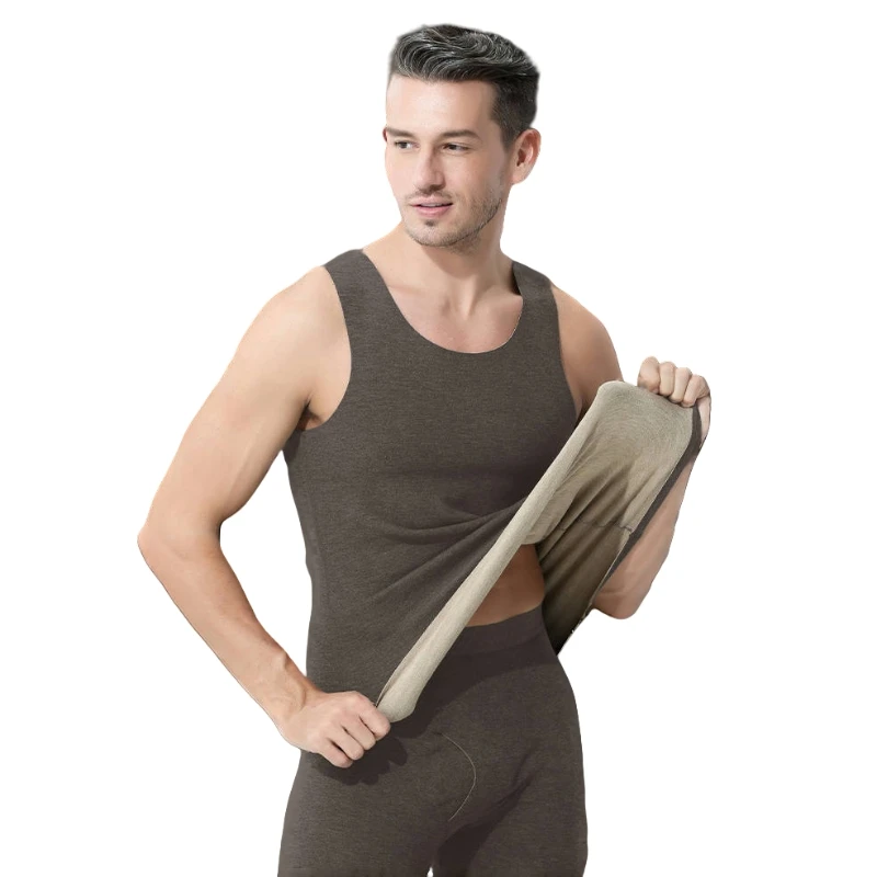 

Термальный жилет с подогревом, 320 г, плюшевая акриловая шелковая шерстяная майка для холодной погоды, теплая бесшовная майка для мужчин и женщин