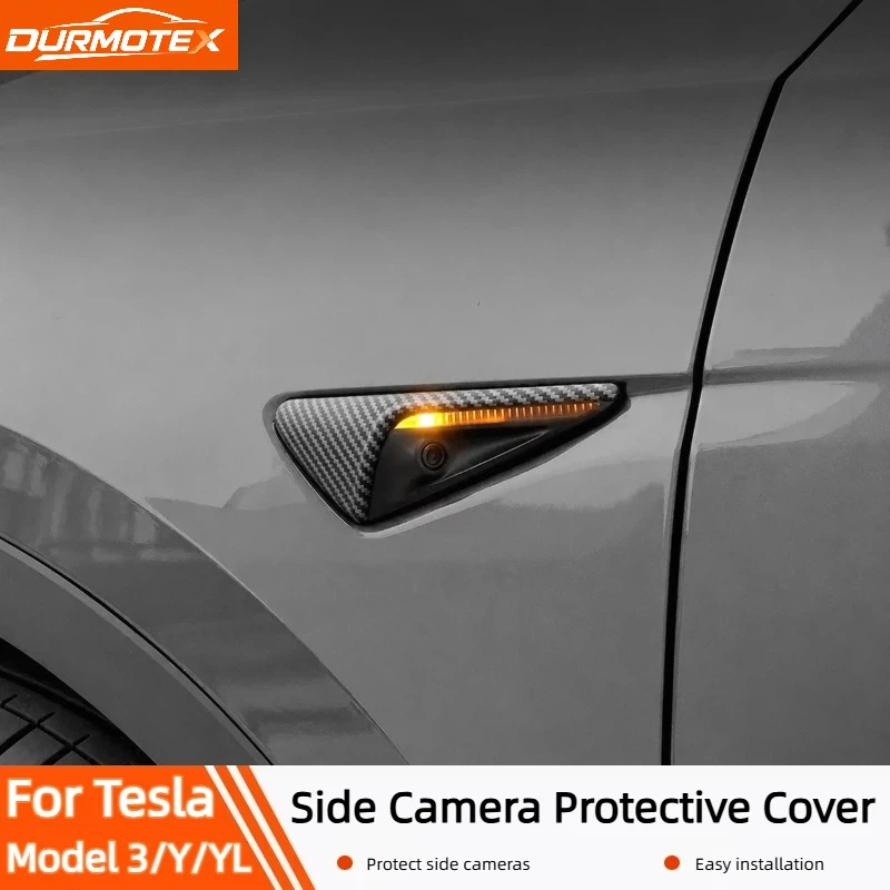For Tesla Model YL Model Y Juniper 2026 Model 3 Highland ABS Carbon Pattern Side Camera Cover ABS Leaf Board Sticker Accessories