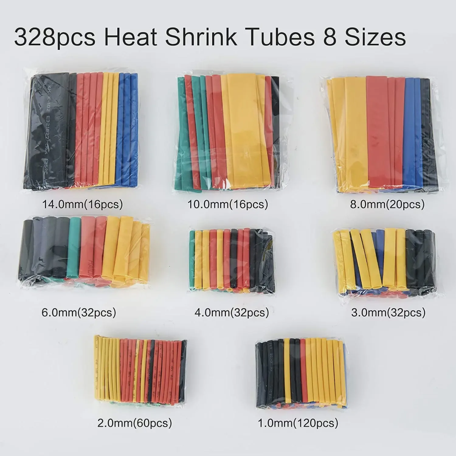 164/328PCS Heat-shrink Tubing Thermoresistant Tube Heat Shrink Wrapping Kit Electrical Connection Wire Cable Insulation Sleeving