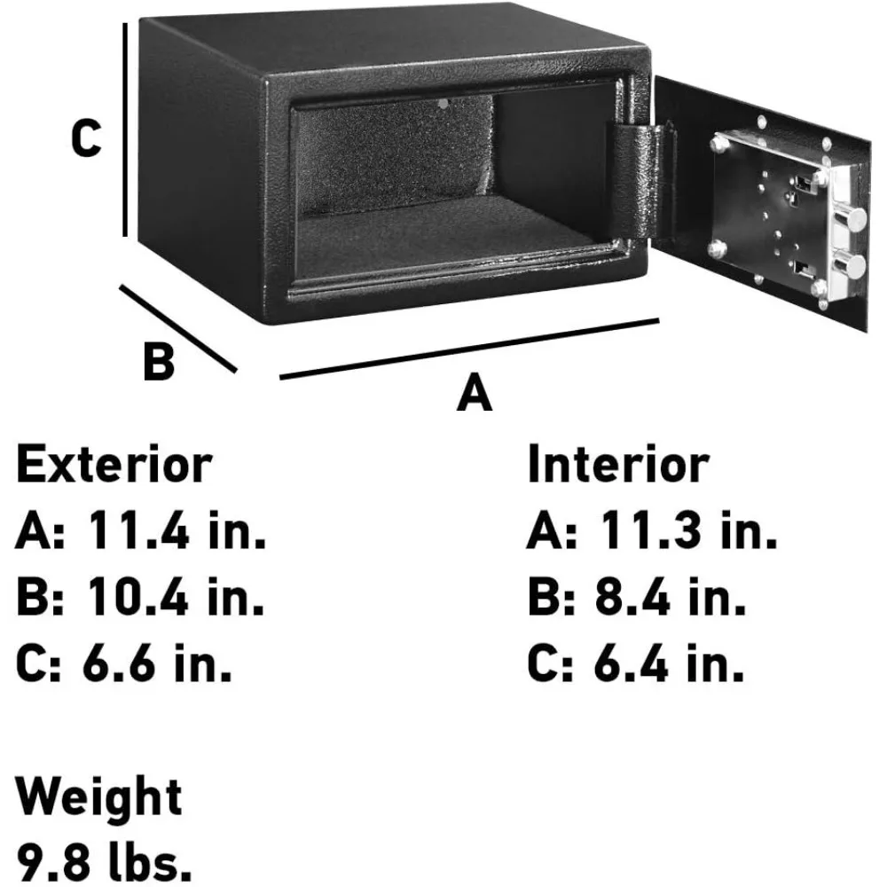 Caja fuerte de seguridad para el hogar con cerradura de llave para almacenar objetos de valor, dinero, joyas y documentos, 0,3 pies cúbicos