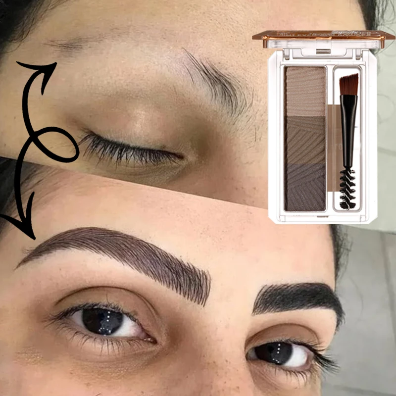 3D Wild Eyebrow Powder Palette Waterproof Long Lasting Tint Eyebrows Enhancers Brows Black Brown Makeup Cosmetic Tool with Brush