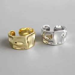 Concave-Convex Irregular Surface Wide Rings Men Women Vintage Jewelry Simple Retro Silver Color Metal Geometric Open Ring Gifts