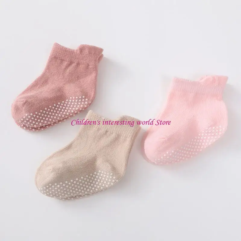 

Floor Socks Solid Color Socks Non Slip Knitted Baby Socks Breathable Socks for Stable Step & Reduced Falling Risks 425F