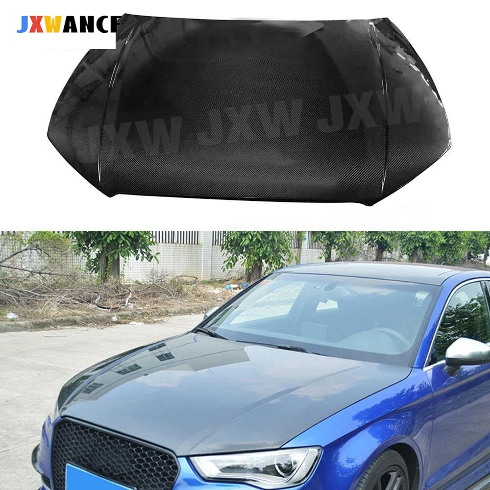 

JXWANCF Carbon Fiber Front Engine Hood Vent Cover For Audi A3 S3 2013 2014 2015 2016 2017 2018 Car Bonnet Hood Cap FRP