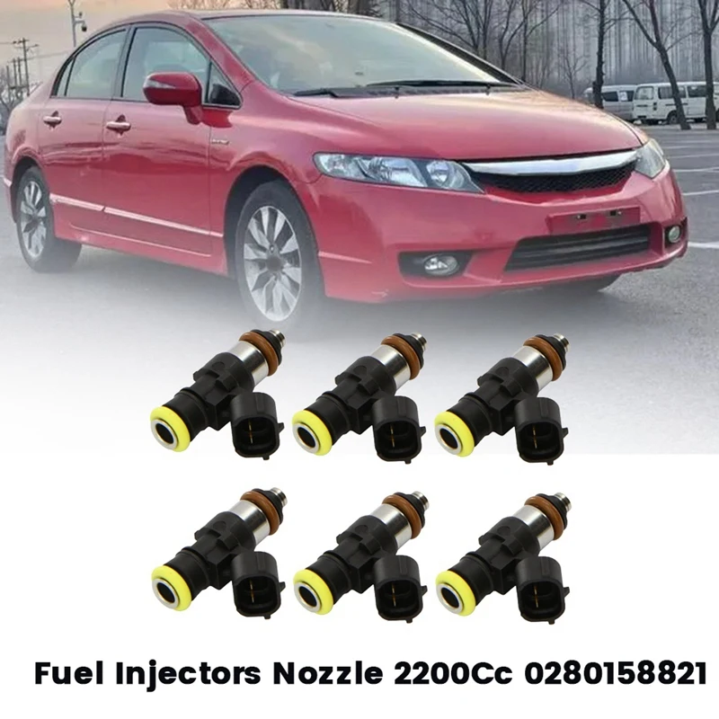 6Pcs New Gas Petrol Fuel Injectors Nozzle 2200Cc 0280158821 For Honda Civic Acura RSX  Ford VW Mazda Dodge Toyota GM