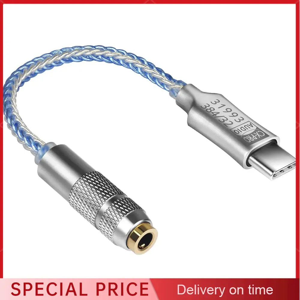 Аудиоадаптер USB типа C на 3,5 мм CX31993 Hi-Fi ЦАП Усилитель для наушников Аудиоинтерфейс Усилитель для наушников SNR128dB 32b/384 кГц