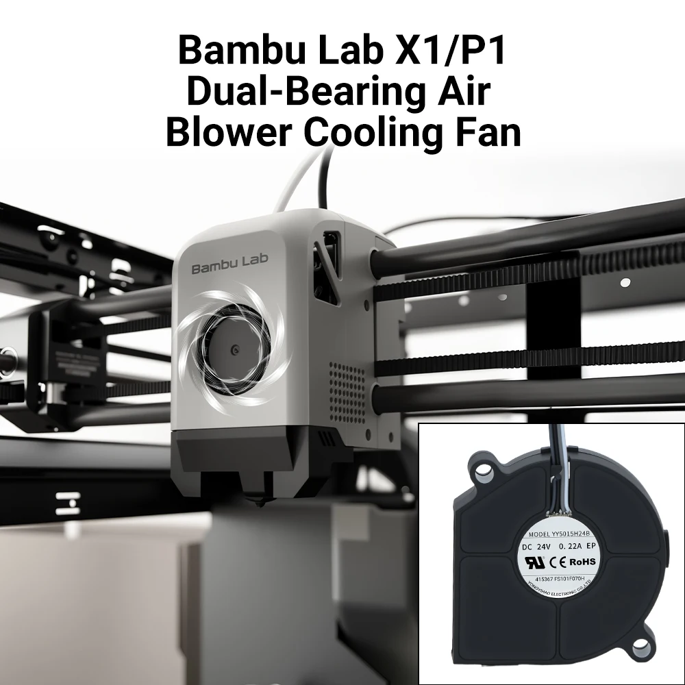 5015 Blower Cooling Fan 24V Double Ball Bearings Air For Bambu Lab X1 X1C P1P P1S 3D Printer Part Cooling Powerful Fast Speed