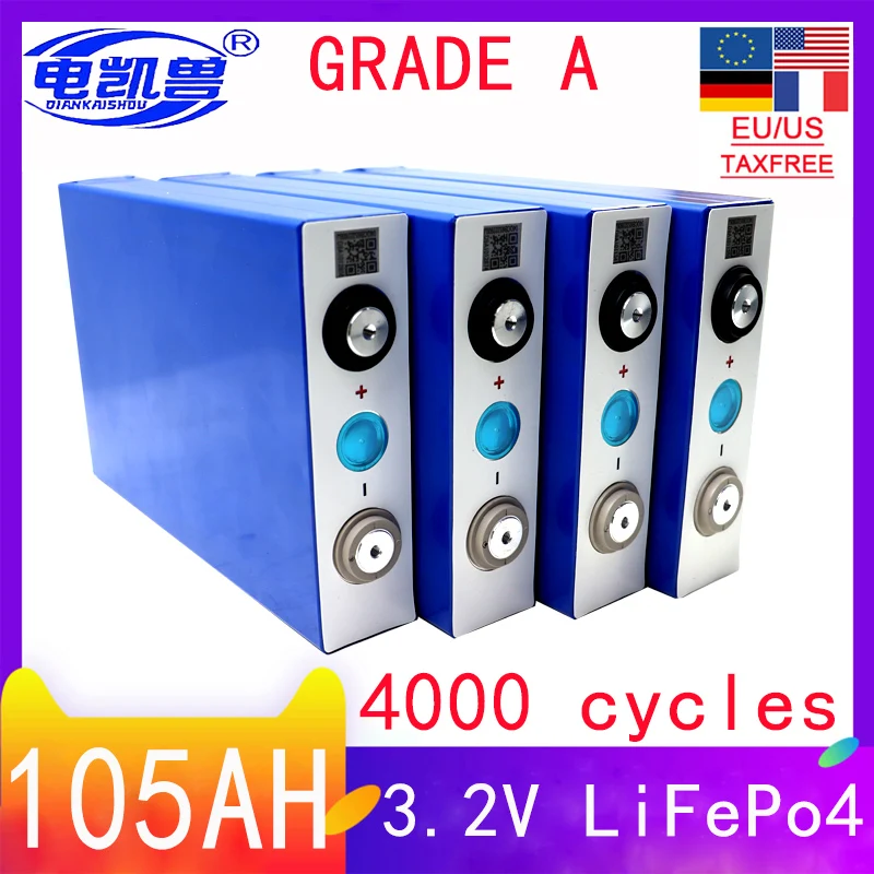 

GRADE A new Original 3.2V 105Ah 100ah LiFePO4 battery DIY12V 24V 48V suitable for golf carts and marine solar systems