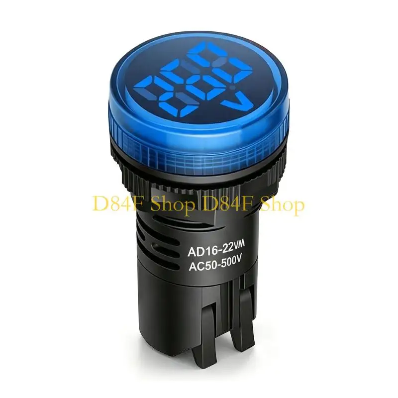 D84F LED Electrical Line Meter, Round 22 mm Panel Display for Equipment Cabinet Reading and Quick Wire Entry Tasks Use