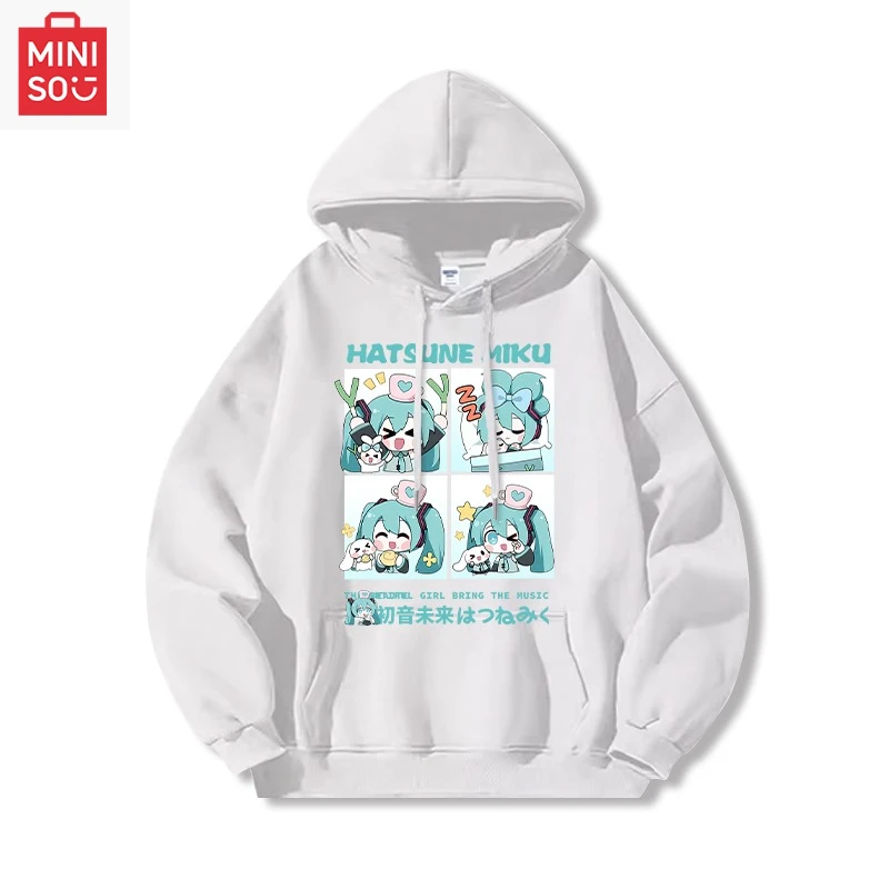 

Худи MINISO Collaboration с принтом Хатсунэ Мику, свободного кроя, с капюшоном, многофункциональное, повседневное и милое, для девочек и мальчиков